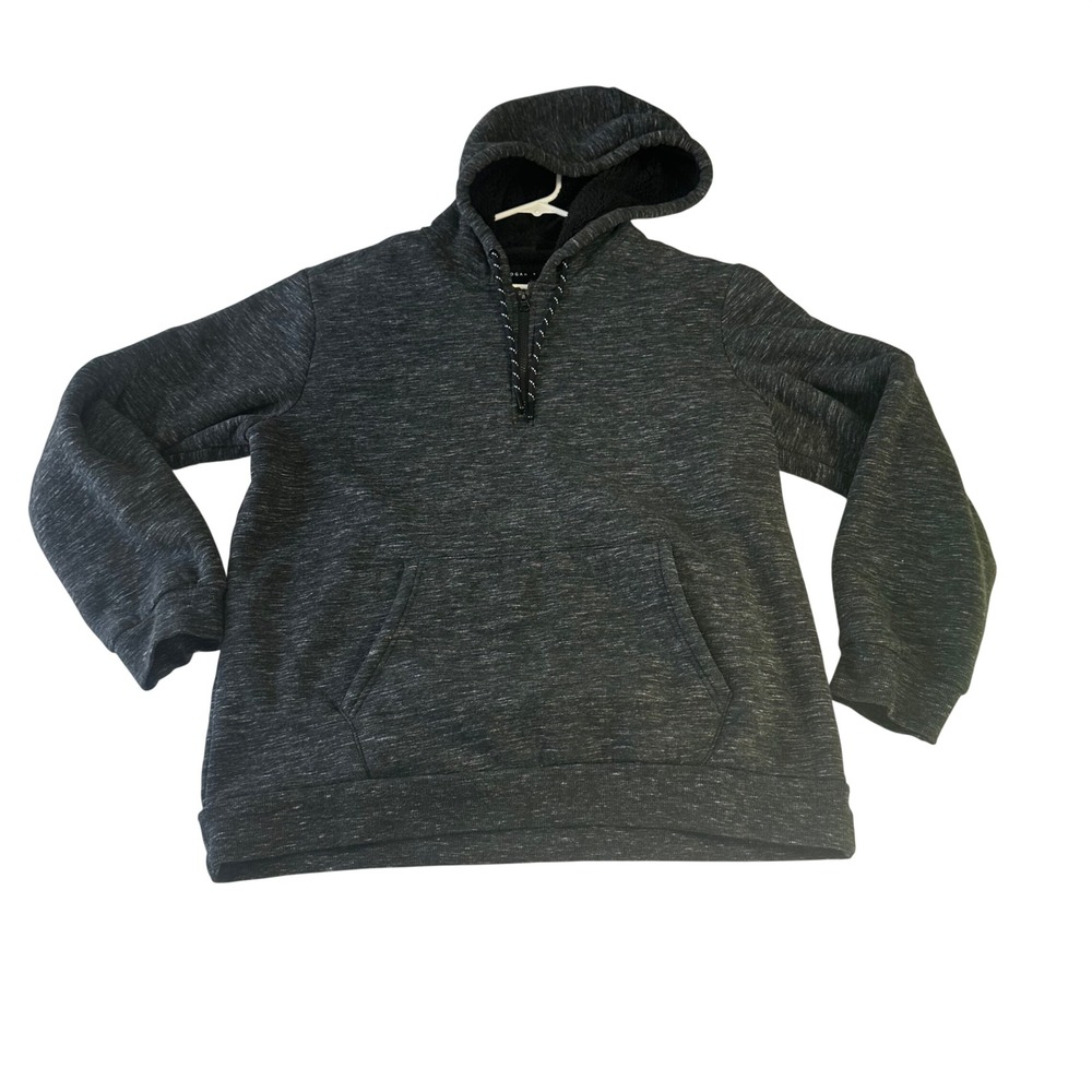 Edgar + Ash Mens Gray Sherpa Lined Quarter Zip Hoodie Sweatshirt Large